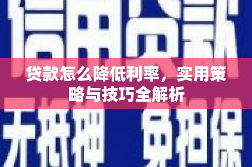 泰安贷款怎么降低利率，实用策略与技巧全解析
